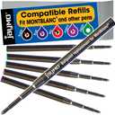 Jaymo Replacement for Montblanc 128211/128214/116215/116218 - Measures 3.875 in / 98 mm Long - Ballpoint Pen Refill - 2 Black + 2 Blue + Red + Purple