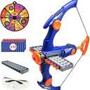 Dawnuph Kids Modern Archery Set, 12 Dart Clip Shot Foam Bullet, Easy to Use, Durable ABS Construction, Includes Bow, Arrows, Target Board, Goggles