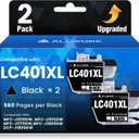 LC401XL Black LC401 Ink Cartridges for Brother LC401XLBK LC401BK LC 401XL 401 XL BK Ink Cartridge Compatible for MFC-J1010DW MFC-J1170DW MFC-J1800DW MFC-J1012DW Printer (2-Pack High Yield, Upgraded)