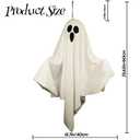 Halloween Hanging Ghost Lights Decorations, Warm White LED, Swinging Ghost Home Decor, 3 Modes Adjustable, Party Garden Yard Scary Cute Spooky Gifts (White 2Pack)
