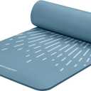 Retrospec Solana Yoga Mat Thick 1/2in Non-Slip Workout Mat with Nylon Strap - 72x24in Exercise Mat for Pilates, Stretching & Fitness - BPA Free, Easy Clean (Blue Mist)