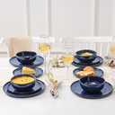 Vicrays Ceramic 12 Pieces Dinnerware Set - Dinner Plates Salad Plates Cereal Bowls Set Service for 4 - Scratch Resistant Microwave Oven Dishwasher Safe - Blue