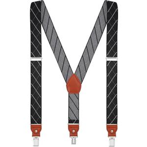Mens Suspenders Elastic Y Back Adjustable Heavy Duty Strong Clips 1.4" Wide