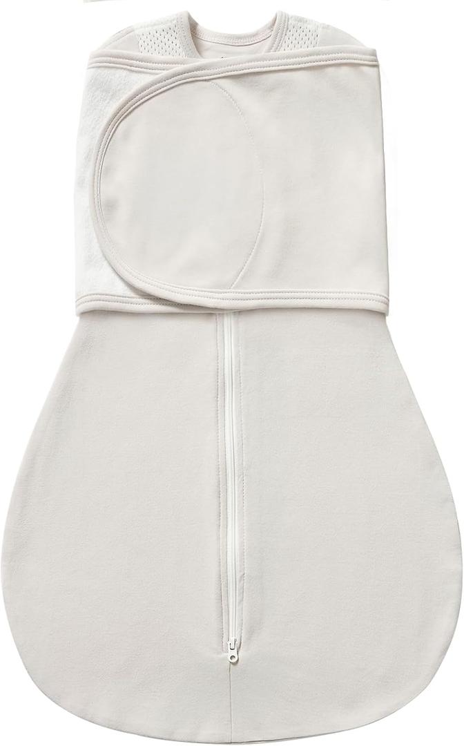 Swaddles for Newborns, Safe Sleep Swaddle Sack with Mesh Design, Breathable 100% Cotton Sleepsack New-Parent-Friendly 3-6 Month, 3-Way Adjustable Transitional Swaddle, Grey, M