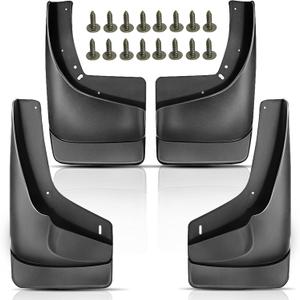 YHTAUTO Set of 4 Mud Flaps Splash Guards Accessories Replacement for Chevrolet Silverado 1500 2500 HD 3500 Tahoe & GMC Yukon Sierra, with Factory Fender Flares, Front and Rear LH RH, Black