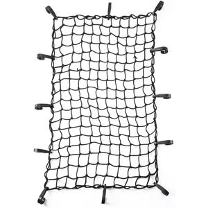 CZC AUTO 22"x38" Black Latex Bungee Cargo Net Strech to 44"x76", Luggage Netting with 2"X2" Small Mesh and 12 Adjustable Plastic Hooks for Rooftop Cargo Carrier Roof Rail Rack Hitch Basket SUV