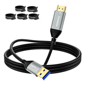 USB to HDMI Adapter Cable 4 FT, Unidirectional USB-A 3.0 to HDMI HD Audio Video, Real 2K/1080P@60Hz, for TV, Projector, Monitor, ONLY Support Windows 11/10/8/8.1/7, Mac OS, Need to Install Driver