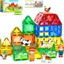 Magnetic Tiles Toys with Farm Animals for 3+ Year Old Toddler, Magnetic Blocks Building Toys for Kids Ages 3-5 5-7 Girls Boys, Classroom Must Haves