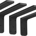 4 Pack L14 x H 6" x W 2.5" 10mm Thick Countertop Support Brackets, Heavy Duty Countertop Hidden Bracket L Shelf Bracket Metal Corbels for Countertops Frosted Black