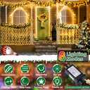 Hezbjiti Christmas Net Lights Outdoor 200 LED 6.9FT x 5.4FT Clear Wire with 8 Modes, Connectable Plug in Waterproof, Timer Memory Function for Xmas Tree Bush Porch Lawn Windows Decor2 Pcs Warm White