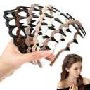 Auseibeely 6 Pcs Zig Zag Headbands for Women, Non Slip Wavy Comb Headband with Teeth, Plastic U Shape High Skull Headband for Girls Teen Men, Fashion 90s Hair Accessories, Ideal for Gifts