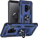 Aozuoton for Samsung Galaxy S9 Case, Military Grade 16ft. Drop Tested Ring Shockproof Protective Phone Case for Samsung Galaxy S9, Blue