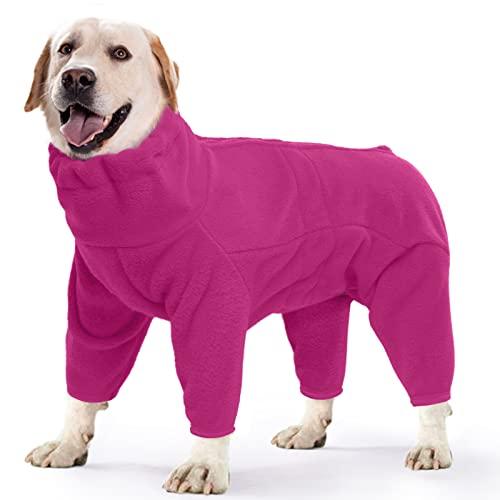 ROZKITCH Dog Thermal Bodysuit, Pet Windproof Warm Cold Weather Jacket Vest Cozy Jumpsuit Apparel Outfit Clothes for Large Giant Dog Walking Hiking Sleep Pink 3XL