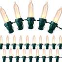 120 Pcs Christmas LED Replacement Bulb Mini Wide Angle LED Xmas Bulbs Tree Light Outdoor String Light Replacement for Christmas Garden Party Decor(Green Base with Warm White Bulb)