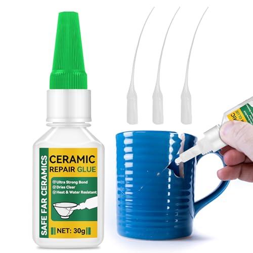 2 Units Ceramic Glue, 30g Strong Bonds Tile Adhesive, Waterproof, Heat-Resistant, Fast-Drying Ceramic Glue Repair for Pottery, Porcelain, Dishes, Tiles, Vase, Toy, DIY Crafts, and More