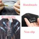 Anemone Human Hair Toppers for Women Hand-Tied Lace Clip in Wiglet with Bangs Lightweight Hairpiece for Thinning Hair & Gray Coverage (7 * 9 Black No Bangs)