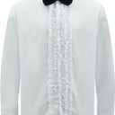 Harry and Lloyd Dumb Ruffled Tuxedo Shirts Dumber 90s Prom Retro Shirts with BowTie Halloween Cosplay for Men (Large)