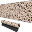 MAY FLOWER Gaming Mouse pad, Large Laptop Mousepad, Full Keyboard Mat, Long Computer Mouse Mat for Home and Office, Anti-Slip Rubber Base, 31.5 x 11.8 Inches (Leopard Print)
