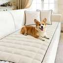 Pet Couch Covers for Sofa Washable Dogs Couch Cover for 3 Cushion Couch Sofa Plush Velvet Slipcovers 3 Seater Anti-Slip Sectional Protector Washable (Fuzzy Grid Ivory White, 27.6" x 71")