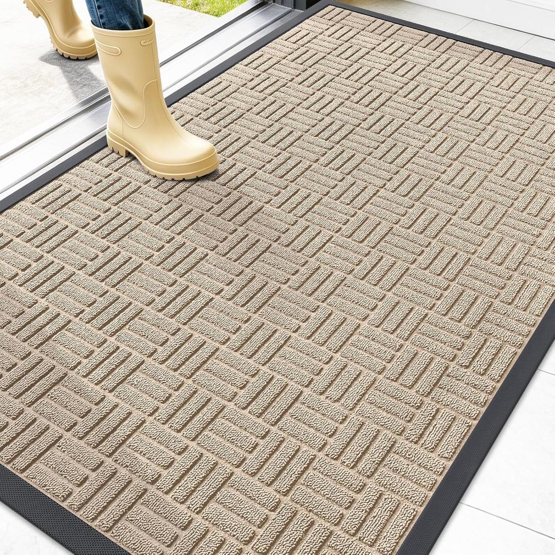 OLANLY Front Door Mat Outside Entrance 47x32, Heavy-Duty Rubber Doormat