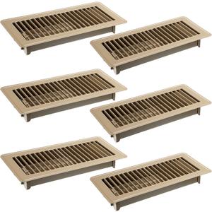 Sumnacon Floor Register 4 x 10 Inch Metal Floor Vents 6 Pack Sturdy Vent Covers for Home Floor Wall,Walkable Brown Floor Vent Covers with Easy Adjust Air Supply Lever