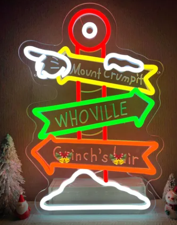 Adjustable Neon Grinch Christmas Sign for Wall Decoration MultiColor