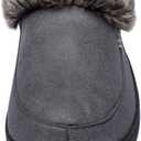 NewDenBer Women's Cozy Memory Foam Slippers Suede Plush Faux Fur Lined Slip on Indoor Outdoor House Shoes (Gray)