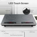 VBGK Double Induction Cooktop, 24 inch 4000W Electric cooktop with hot plate, induction stove top with LED Touch Screen 9 Levels Settings with Child Safety Lock & Timer 110V Induction cooktop 2 burner