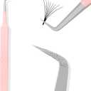 Fiber Tip Lash Tweezers for Eyelash Extensions, Professional 90 Degree Tweezers for Lash Extension Suppliers, Best Pink Tweezers Precision Tool Set (90 Degree)