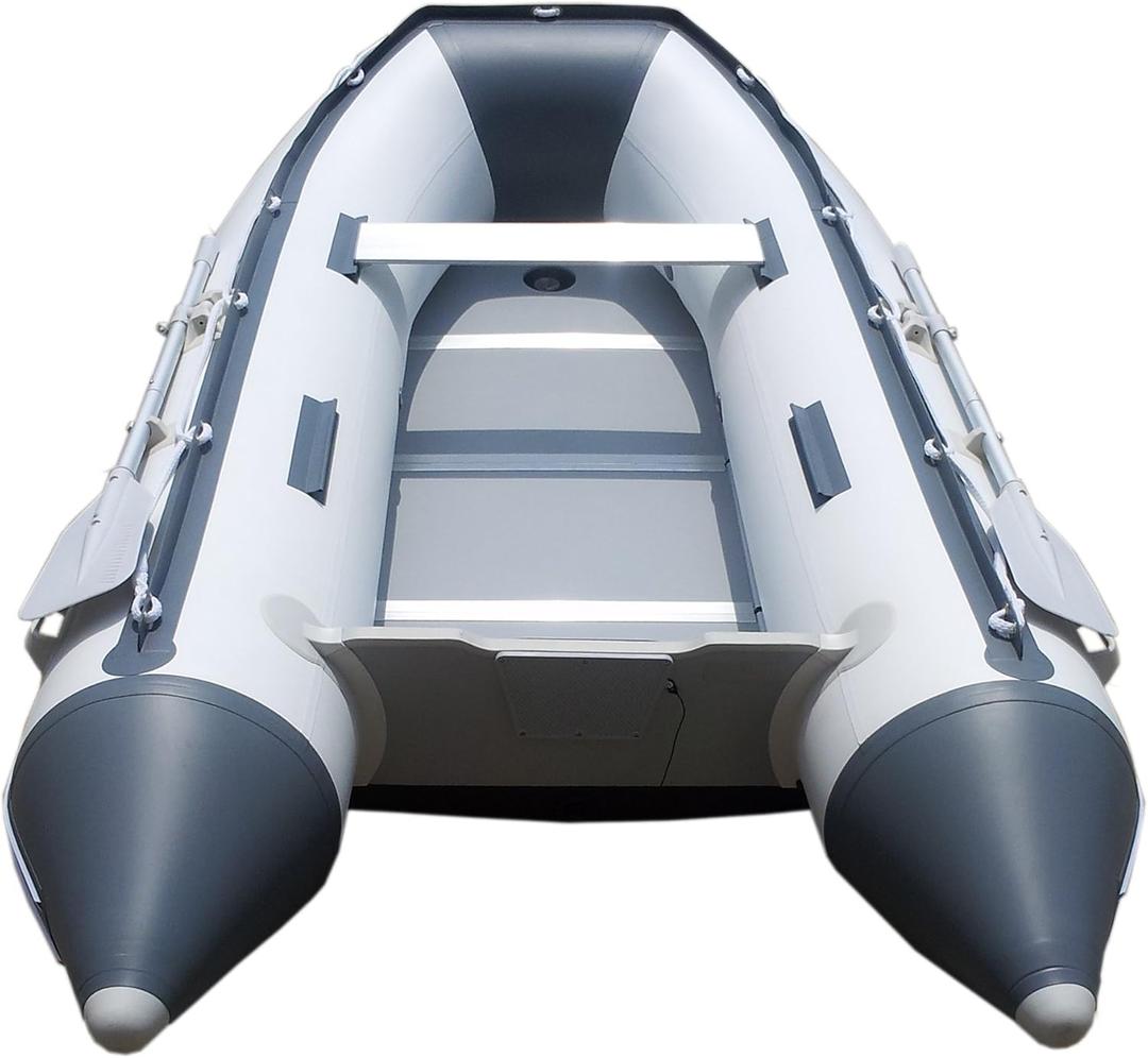 Newport 10ft 6in Newport Model Inflatable Dinghy Boat Transom Sport Tender - 5 Person - 15HP USCG Rated, White/Gray