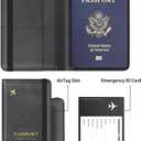 Stouchi AirTag Passport Holder, Slim Passport Holder Family with Airtag Slot, RFID Passport Wallet Cover for Men, PU Leather Passport Case, Anti-Lost Travel Accessories, Black