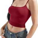 SUUKSESS Women Double Line Square Neck Tank Top Summer Y2K Going Out Basic Cami Shirt (Red, S)