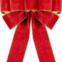 1Pack Large Christmas Bows Velvet Red Bows Holiday Red Christmas Bows Decorations for Wreath Velvet Bows Decor for Christmas Tree Topper, Front Door, Outdoor(24 * 16 inch)