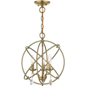 Livex Lighting, 40904-01, Aria, Convertible Pendant Chandelier/Semi-Flush, Antique Brass