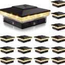 VOLISUN Solar Post Cap Lights, 4x4 Solar Deck Post Lights Outdoor, IP64 Waterproof Deck Post Lights Solar Powered (16 Pack Black)