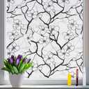 COUNTEWOL 3D Rainbow Window Film Stained Glass Style Static Cling No Adhesive Privacy Decals for Home & Office Decorative Vinyl with Protection (Plum Ink Shade, 35.4 x 78.7 Inch)