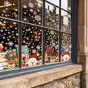 8 x 465 PCS 10 Sheet Double-Sided Christmas Window Clings, Christmas Snowflake Window Clings Stickers for Glass, Xmas Holiday Santa Claus Reindeer Snowflake Decals for Party