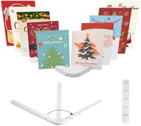 Pack Of 3 Pathneer Christmas Card Holder Display, Adjustable Holiday Card Holder Organizer, Holds up to 10 Greeting Birthday Cards for Tabletop Shelf Desk Mantel or Decorations