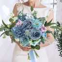 AmyHomie Blue Artificial Flowers Combo Silk Mix Peony Rose Hydrangea Fake Flowers w/Stem for DIY Wedding Bouquets Centerpieces Arrangements Table Decor Party Bridal Baby Shower Home Decorations