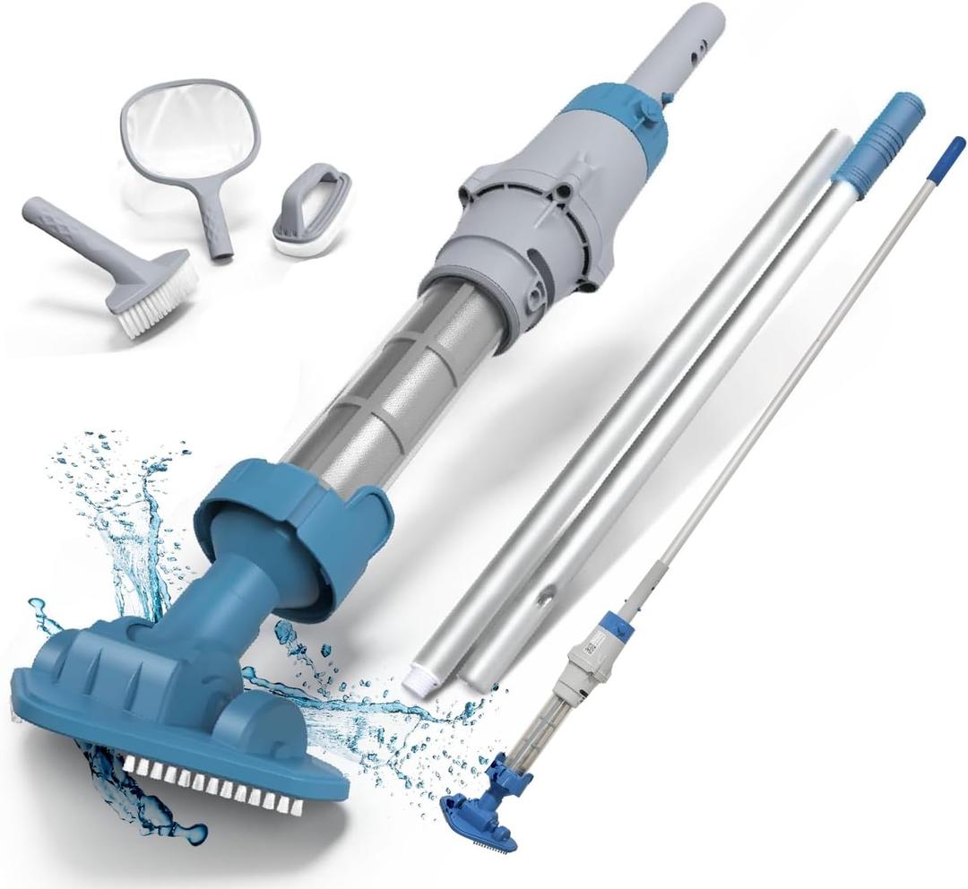 KOKIDO (2024 New) Rechargeable Spa Pool Vacuum Kit with Pole and Tools - Skimmer, Scrubber, Brush. IPX8 Cold/Hot watersafe, Steel Mesh Filter. Ideal for Spas Hot Tubs, for Sand and Debris XTROVAC 100