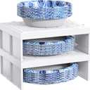 Paper Plate Dispenser and Paper Bowl Dispenser, Space-Saving Plastic, Foam, Disposable Plate and Bowl Organizer, Set of 2 Stackable Kitchen Organizer for Cabinet, Countertop, Shelf (White)