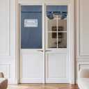 NICETOWN 100% Blackout French Door Curtains for Door Window, Privacy Thermal Insulated Short Curtains for Kitchen, Tie Up Shade Window Covering for Bedroom, Stone Blue, W26 X L40 Inch, 1 Panel