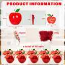 10 Sets Large Plastic Apple Containers for Teacher Appreciation Gifts Red Apple Shaped Candy Jar with Thank You Cards, Apple Ribbon Raffia for Teacher Appreciation Week & Graduation Party Decoration