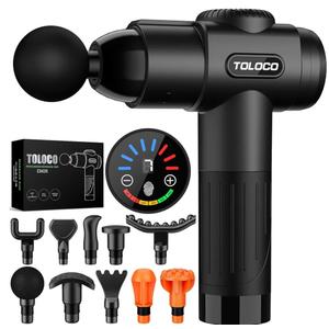 TOLOCO Massage Gun, Deep Tissue Back Massage for Athletes for Pain Relief, Percussion Massager with 10 Massages Heads & Silent Brushless Motor, Valentines Day Gifts for Him Her, Black