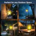 2 Pack 13" Black Solar Lantern with Flickering Flame Candle | Outdoor Waterproof Hanging Solar Lanterns, Metal & Glass Lights for Garden Decoration, Rustic Gifts for Mom
