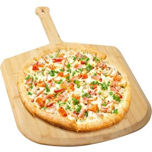 Pizza Peel 16inch, Bamboo Board Pizza Paddle Spatula Serving Board, Oven Accessory for Baking Transferring Serving, Wood Cutting Board for Cheese Bread Fruit Vegetables