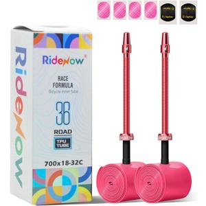 RideNow Bike Tire Tube for Road/MTB/Fatbike/Gravel/BMX, Bike Inner Tube with 45/65/85mm Presta Valves, Ultra-Light & Puncture Resistant TPU Inner Tube(Include Patch Repair Kits) (road 700/18C-32C 36g, 2 pack 85mm metal valve)