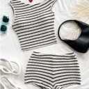 SOLY HUX Women's 2 Piece Striped Off The Shoulder Crop Tops and Mini Shorts Set Summer Y2K Going Out Outfits (XS)