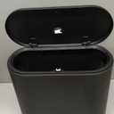 Yieach 3.17 Gallon Thin Small Black Bathroom Trash Can with Lid,12L Small Pet/Dog Proof Slim Trashcan and Skinny Covered Trash Can,Plastic Covered Wastebasket,Garbage Can for Kitchen,Office,RV,Bedroom