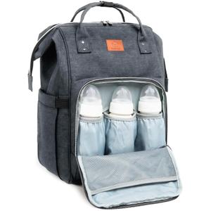 KeaBabies Baby Diaper Bag Backpack - Large Baby Bag for Boys, Girls, Waterproof Multi Function Travel Diaper Backpack with Changing Pad, Durable Travel Essentials for Moms and Dads (Mystic Gray)